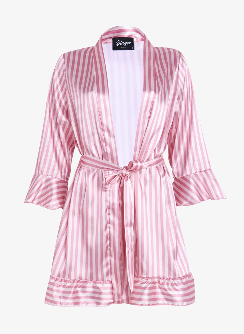 جينجر 3PC Lace Corset Bodice Bra & Short Set with Robe